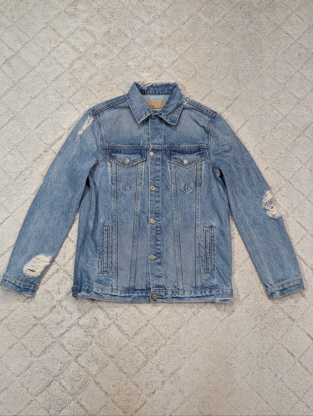 Grlfrnd Jacket Womens M Blue Denim Daria Oversized Trucker Distressed You & I